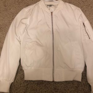Forever 21 white bomber jacket